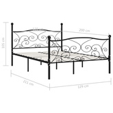 vidaXL Rama łóżka ze stelażem z listw, czarna, metalowa, 120 x 200 cm
