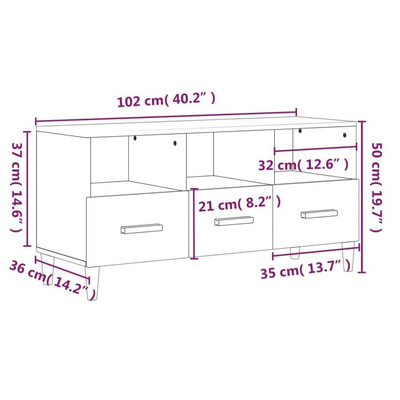 vidaXL Szafka pod TV, biała, wysoki połysk, 102x36x50 cm
