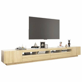 vidaXL Szafka pod TV z oświetleniem LED, dąb sonoma, 300x35x40 cm