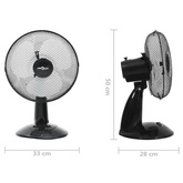 vidaXL Wentylator stołowy, 3 prędkości, 30 cm, 40 W, czarny