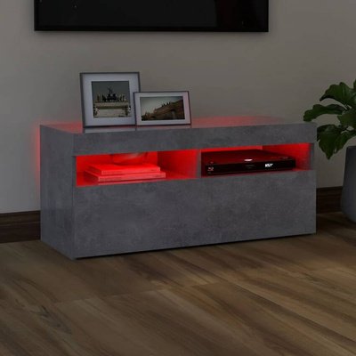 vidaXL Szafka pod TV z oświetleniem LED, szarość betonu, 90x35x40 cm