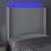 vidaXL Zagłówek do łóżka z LED, biały, 93x16x118/128cm, sztuczna skóra