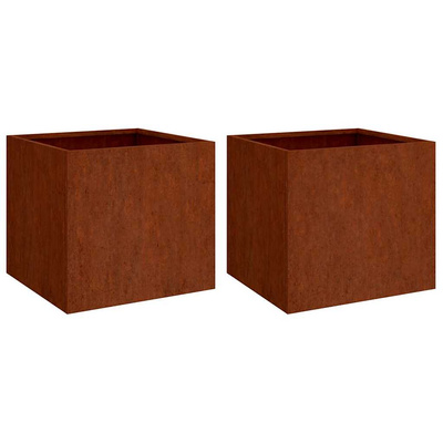 Donice, 2 szt., 49x47x46 cm, stal kortenowska