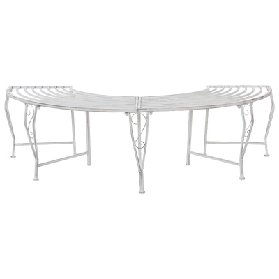 Ławka Drzewna 4 -osobowy 160 x 80 x 44 cm steel Antyczna biel