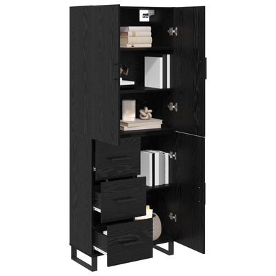 Highboard 2 szt. Czarny Dąb 69,5 x 34 x 180 cm