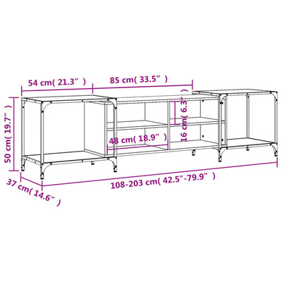 vidaXL Szafka pod TV, czarna, 203x37x50 cm, materiał drewnopochodny