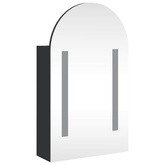Szafka łazienkowa z lustrem i LED, łukowa, czarna, 42x13x70 cm