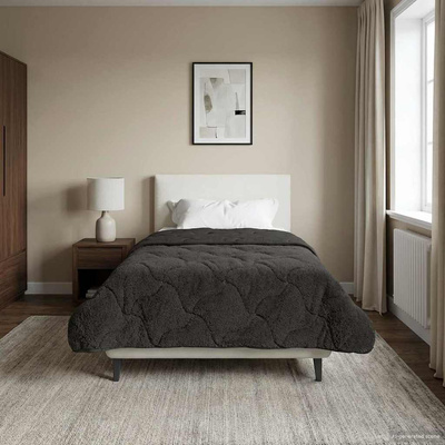 Letni Kołdra Antracyt 155 x 220 cm Mikrofibra i Fleece Teddy