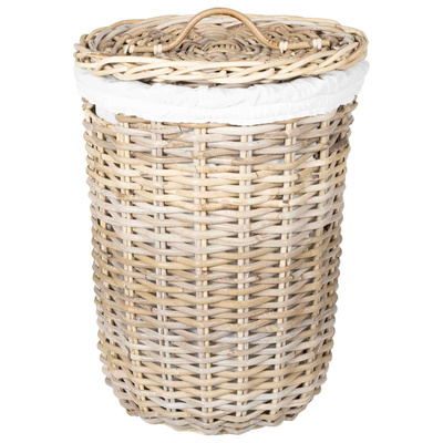 Kosz na pranie z pokrywą 2 pcs Naturalna szarość Rattan Kubu