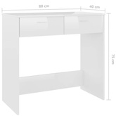 vidaXL Biurko, białe z połyskiem, 80x40x75cm, materiał drewnopochodny