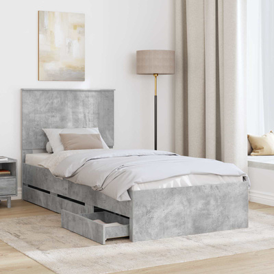 Ramka łóżka Betonowy szary 90 x 190 cm Drewno inżynieryjne
