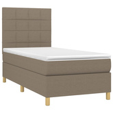 vidaXL Łóżko kontynentalne z materacem, taupe, tkanina, 90x200 cm model standard