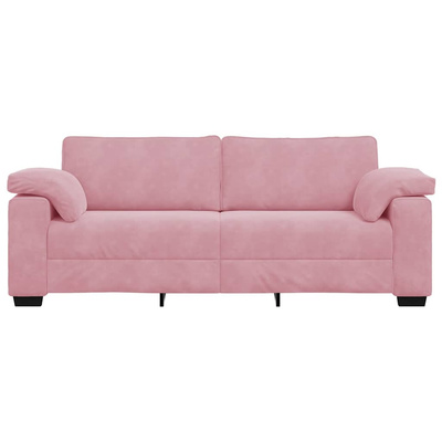 Sofa 3-osobowa, różowa, 220x77x82 cm, aksamit