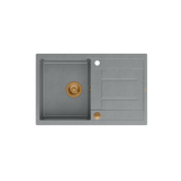 MORGAN 111 GraniteQ zlewozmywak silver stone z syfonem Push To Open 1-komorowy z/o / elementy miedziane