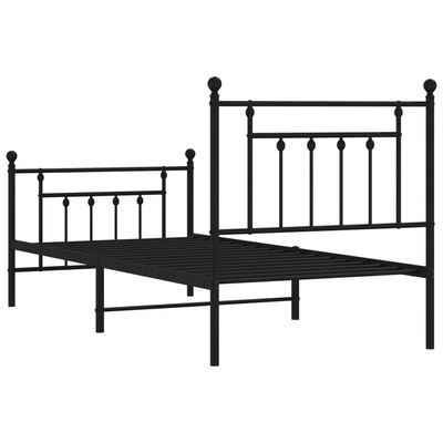 Metalowa rama łóżka z wezgłowiem i zanóżkiem, czarna, 80x200 cm wariant 4