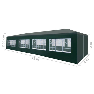 vidaXL Namiot imprezowy, 3 x 12 m, zielony