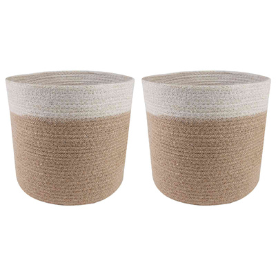 Zestaw doniczek 2 pcs Naturalne i białe ? 21 x 21 cm