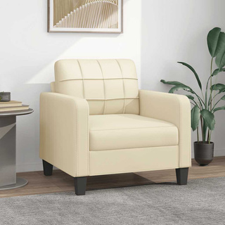 vidaXL Fotel, kremowy, 60 cm, obity sztuczną skórą