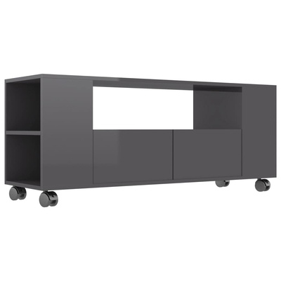 vidaXL Szafka pod TV, wysoki połysk, szara, 120x35x48 cm