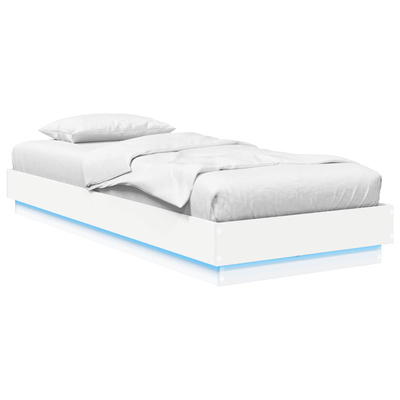 Łóżko z ramą z LED Biały 80 x 200 cm Drewno inżynieryjne