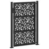 Brama ogrodowa czarna 100x150 cm stalowy wzór liścia