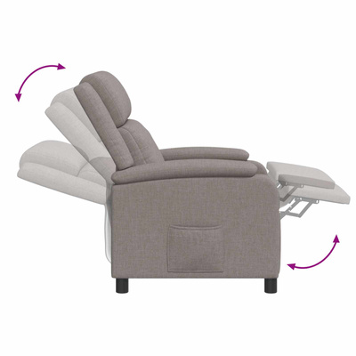 Fotel recliner Ciemnoszary tkanina