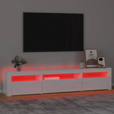 vidaXL Szafka pod TV z oświetleniem LED, biała z połyskiem195x35x40 cm