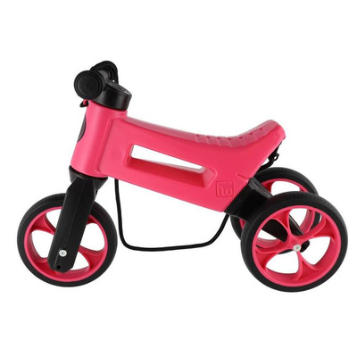FWRider Super Sport 516491  Kolor: Pink / Różowy z różowymi felgami Rowerek biegowy Jeździk 2w1 Ciche koła + Pasek do noszenia dla Rodzica