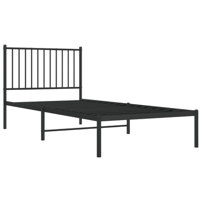 Metalowa rama łóżka z wezgłowiem, czarna, 90x200 cm wariant 11