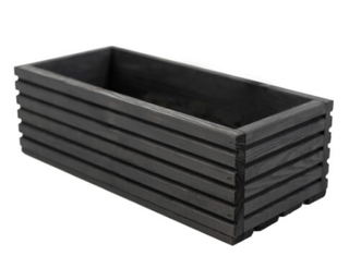 Doniczka drewniana lamelowa z plastikowym wkładem czarna W14/S20/D44/5