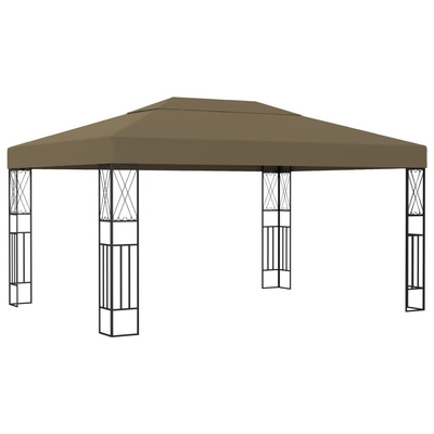 Altana ze sznurem lampek LED, 3x4 m, tkanina w kolorze taupe