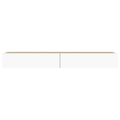 vidaXL Szafka pod TV z LED, biel i dąb sonoma, 120x35x15,5 cm