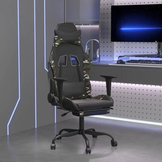 vidaXL Masujący fotel gamingowy z podnóżkiem, czarny i moro model standard