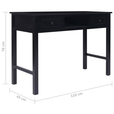 vidaXL Biurko, czarne, 110 x 45 x 76 cm, drewniane