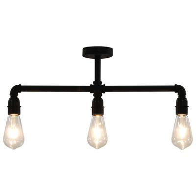 vidaXL Lampa sufitowa, czarna, 3 żarówki E27