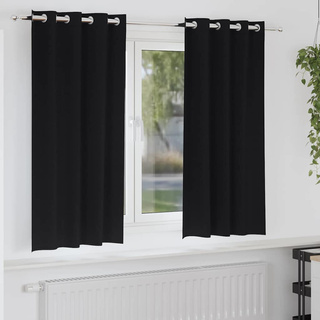 Firany blackout z kółkami 2 pcs Czarny 175 x 140 cm Poliester