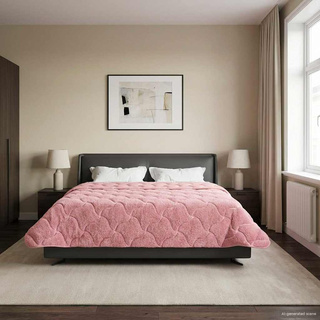 Letni Kołdra Różowy 220 x 240 cm Mikrofibra i Fleece Teddy