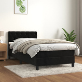 vidaXL Łóżko kontynentalne z materacem, czarne, aksamit 80x200 cm model standard