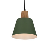 Lampa wisząca zielona metalowa + drewno Faro Ledea 50101260