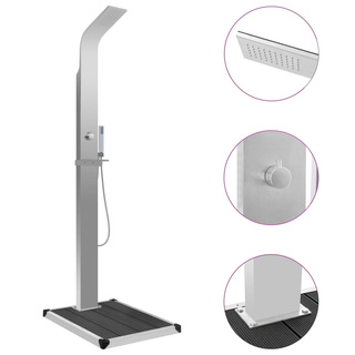 Prysznic ogrodowy z podstawą, WPC, stal nierdzewna