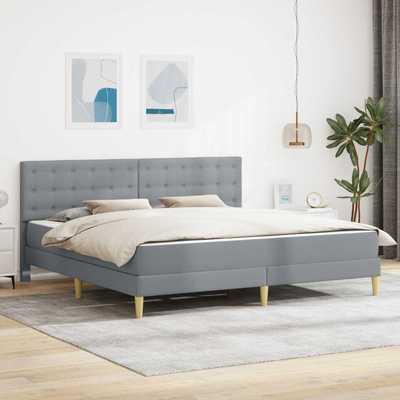 Rama łóżka z materacem jasnoszary 200 x 200 cm tkanina