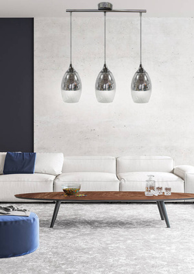 Lampa wisząca srebrna szklana regulowana 3x60W Celia Candellux 33-51585
