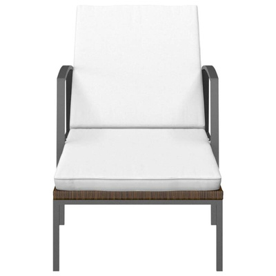 vidaXL Leżaki ze stolikiem, 2 szt., polirattan, brązowe