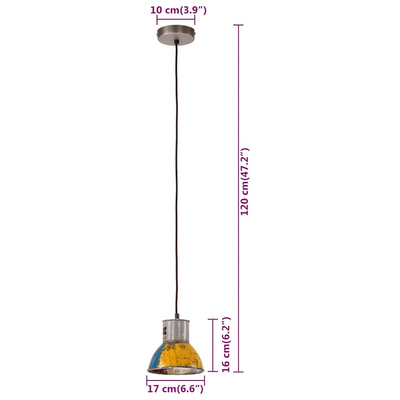 Industrialna lampa wisząca, 25 W, kolorowa, okrągła, 17 cm, E27
