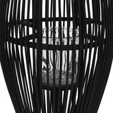 Wiszący lampion na świece, bambusowy, czarny, 95 cm