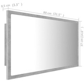 vidaXL Lustro łazienkowe LED, szarość betonu, 80x8,5x37 cm, akryl