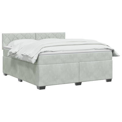 Łóżko Box Spring z materacem i LED jasnoszary 180 x 200 cm