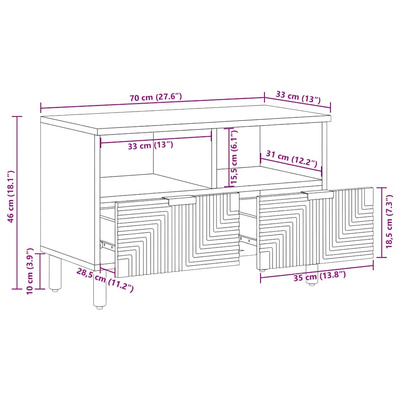 Szafka RTV Brązowa 70x33x46 cm Drewno lite Mango