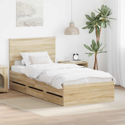 Ramka łóżka Dąb Sonoma 75 x 190 cm Drewno inżynieryjne