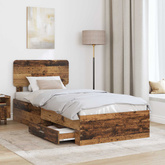 Ramka łóżka Stare drewno 90 x 200 cm Drewno inżynieryjne